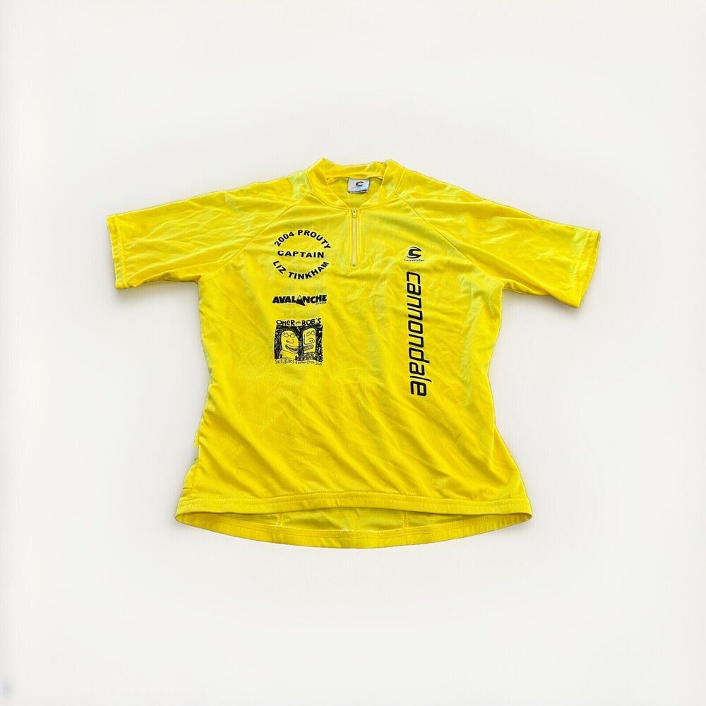 Cannondale Yellow Avalanche Skiwear 2004 Promo 1/4 Zip Cycling Jersey Size L
